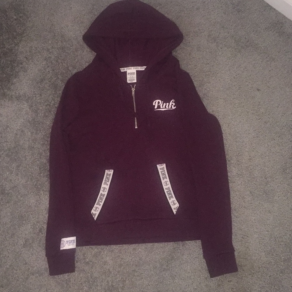 Victoria's Secret Pink Maroon Quarterzip Hoodie